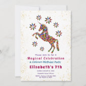 Invitation Magique Unicorn Anniversaire Parties scintillant d (Devant)