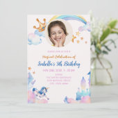 Invitation Magique Unicorn arc-en-ciel 5e anniversaire (Debout devant)