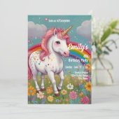 Invitation Magique Unicorn arc-en-ciel Imaginaire 4e fête d'a (Debout devant)