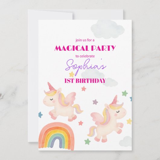 Invitation magique Unicorn Dreamland (Devant)