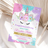 Invitation Magique Unicorn fille or Anniversaire