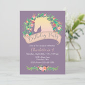 Invitation Magique Unicorn Floral fête d'anniversaire (Debout devant)