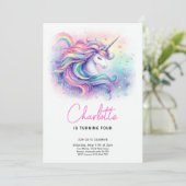 Invitation Magique Unicorn Party N'importe quel âge Anniversa (Debout devant)