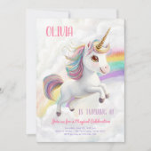 Invitation Magique Unicorn Party Rainbow Girl Pastel Annivers (Devant)