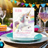 Invitation Magique Unicorn Party Rainbow Girl Pastel Annivers