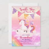 Invitation Magique Unicorn Rainbow Anniversaire Party (Devant)