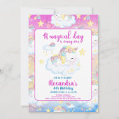 Invitation Magique Unicorn Rainbow Anniversaire Party (Devant)