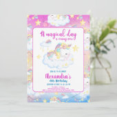 Invitation Magique Unicorn Rainbow Anniversaire Party (Debout devant)