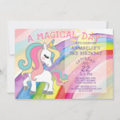 Invitation Magique Unicorne Anniversaire Rainbow Fairytale (Devant)