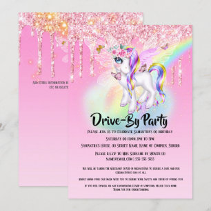 Invitation Magique unicorne arc-en-ciel parties scintillant m