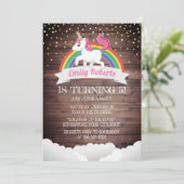 Invitation Magique Unicorne & Rainbow Gold Confetti Anniversa (Debout devant)