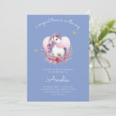 Invitation Magique Unicorne rose or élégant Anniversaire (Debout devant)