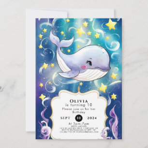 Invitation Magique Whimsical Ocean Whale Anniversaire