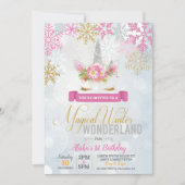 Invitation Magique Winter Wonderland Unicorn Birthday Invitat (Devant)