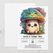 Invitation Magique Woodland Custom Mushroom Anniversaire (Devant / Derrière)