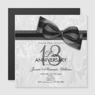 Invitation Magnétique 13e Anniversaire de Mariage en Dentelle Damassé et