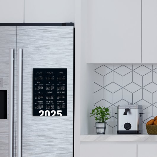 Invitation Magnétique 2025 Kalender Deutsch Noir Et Blanc