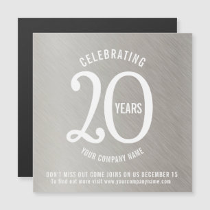 Invitation Magnétique 20e anniversaire entreprise enregistrer la date pl