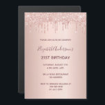 Invitation Magnétique 21e anniversaire rose parties scintillant or invit<br><div class="desc">Une invitation magnétique moderne, élégante et glamour pour une fête de 21e anniversaire féminine et féminine. Un faux rose or à l'apparence métallique arrière - plan avec une élégante parties scintillant d'or faux rose goutte à goutte, peinture goutte à goutte. Le nom est écrit avec un rose moderne de couleur...</div>