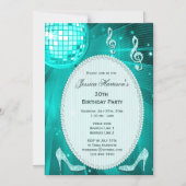 Invitation Magnétique 30e anniversaire Sparkle Heels et Turquoise Disco  (Recto)