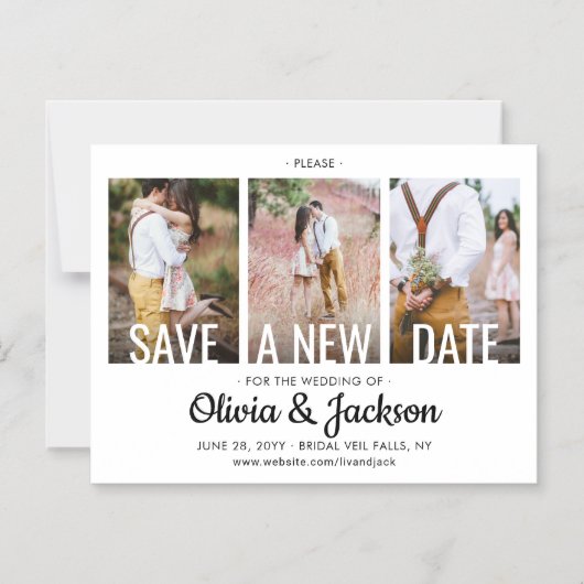 Invitation Magnétique 3 Mariage photo Postpone | Modifier | Enregistrer (Recto)