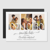 Invitation Magnétique 3 Photo Collage Signature Mariage Script Enregistr (Devant / Derrière)