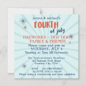 Invitation Magnétique 4 juillet Red White et Blue Fireworks Party (Recto)