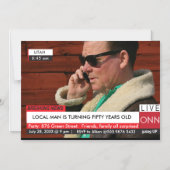 Invitation Magnétique 50e anniversaire Mens Funny News TV (Recto)