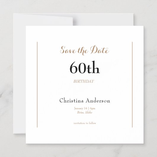 Invitation Magnétique 60e anniversaire Enregistrer la date (Recto)