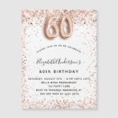 Invitation Magnétique 60e anniversaire rose or blanc éclat luxe (Devant)