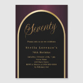 Invitation Magnétique 70e anniversaire noir bordeaux or arc luxe (Devant)