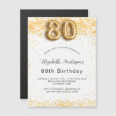 Invitation Magnétique 80e anniversaire parties scintillant or blanc luxe (Devant / Derrière)