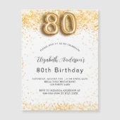Invitation Magnétique 80e anniversaire parties scintillant or blanc luxe (Devant)