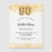 Invitation Magnétique 90e anniversaire parties scintillant or blanc luxe (Devant)