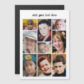 Invitation Magnétique 9 photo collage add text white magnetic card (Devant / Derrière)