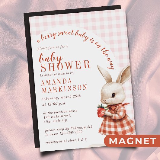 Invitation Magnétique À damiers Rouge Jardin Berry Sweet Bunny Baby show