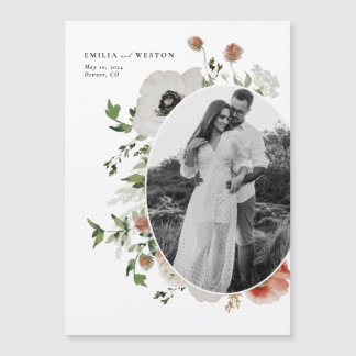 Invitation Magnétique Aimant de Mariage Bohème d'Automne à Sauvegarder l