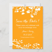 Invitation Magnétique Aimant de sauvegarde de date Orange Fleur Blanche (Recto)