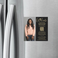 Aimant photo en or noir QR Graduation