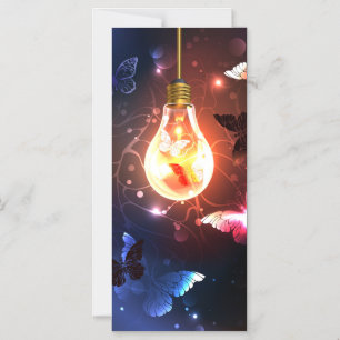 Invitation Magnétique Ampoule lumineuse avec papillons nocturnes