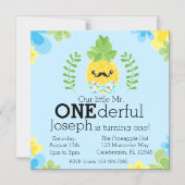 Invitation Magnétique Ananas M. Onederful Premier Anniversaire (Recto)