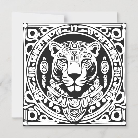 Invitation Magnétique Ancient Mayan Style Jaguar Warrior Tribal Mask Art (Recto)