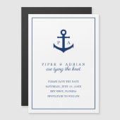 Invitation Magnétique Ancre bleu marine Monogramme Enregistrer la date (Devant / Derrière)