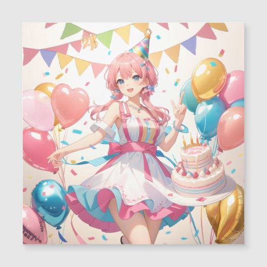Invitation Magnétique Anniversaire Anime (Devant)