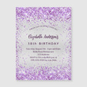 Invitation Magnétique Anniversaire argent violet violet parties scintill (Devant)