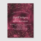Invitation Magnétique Anniversaire Bourgogne agneau rose or luxe (Devant)