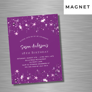 Invitation Magnétique Anniversaire de luxe des étoiles violettes