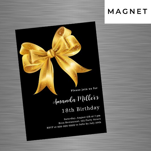 Invitation Magnétique Anniversaire de luxe en or noir