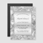 Invitation Magnétique Anniversaire de luxe moderne et élégant en argent (Devant / Derrière)