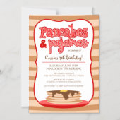 Invitation Magnétique Anniversaire des Pancakes rouges et des pyjamas (Recto)